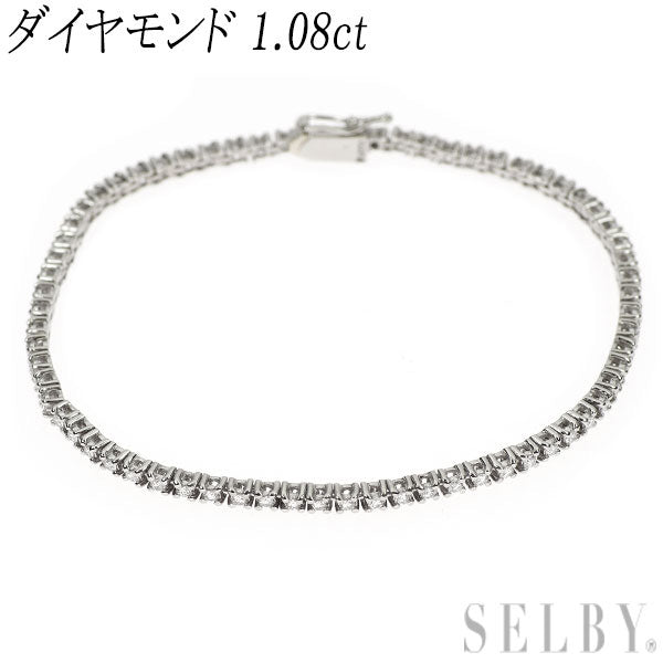 Pt850 ダイヤモンド ブレスレット 1.08ct テニス