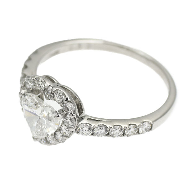 新品 Pt950 ハートシェイプ ダイヤモンド リング 0.710ct G SI2 D0.53ct【エスコレ】