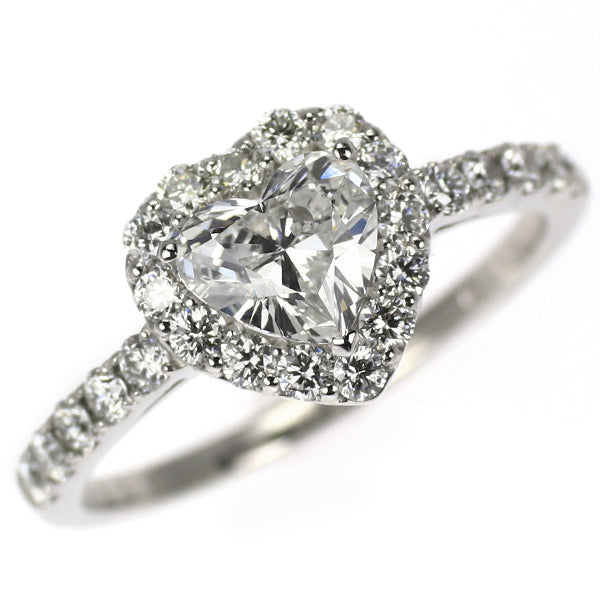 新品 Pt950 ハートシェイプ ダイヤモンド リング 0.710ct G SI2 D0.53ct【エスコレ】