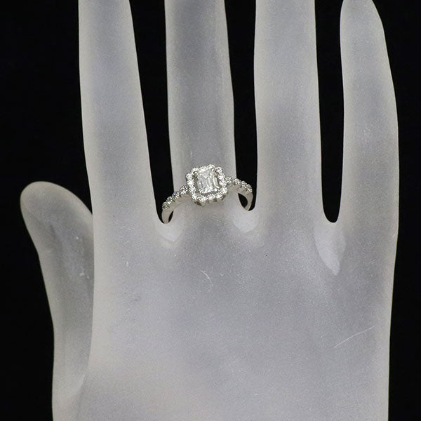 新品 Pt950 エメラルドカット ダイヤモンド リング 0.579ct I VS1 D0.15ct【エスコレ】