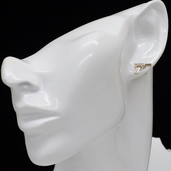 K18YG カラーレス/ブラック ダイヤモンド ピアス 0.18ct 拳銃
