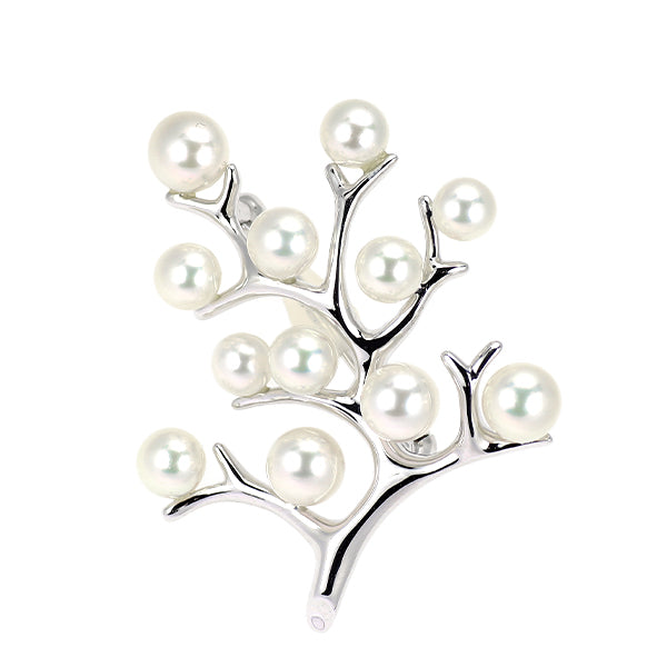 MIKIMOTO アコヤ真珠ブローチ SV ミキモト SV アコヤ真珠 ブローチ 径約4.1-5.3mm 幸福の木