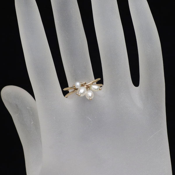 アガット K10PG 淡水真珠 リング 径約3.1-4.2mm
