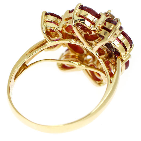 K18YG ルビー ダイヤモンド リング 2.80ct D0.22ct フラワー