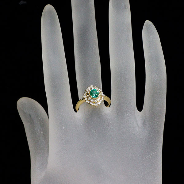 K18YG エメラルド ダイヤモンド リング 0.53ct D0.41ct