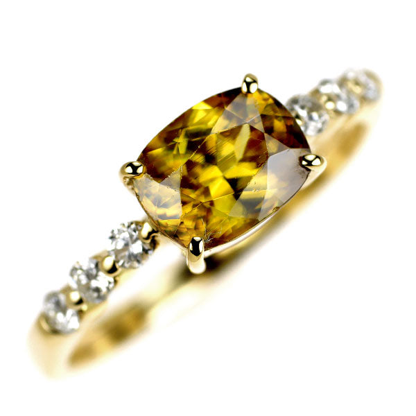 K18YG スフェーン ダイヤモンド リング 1.50ct D0.23ct