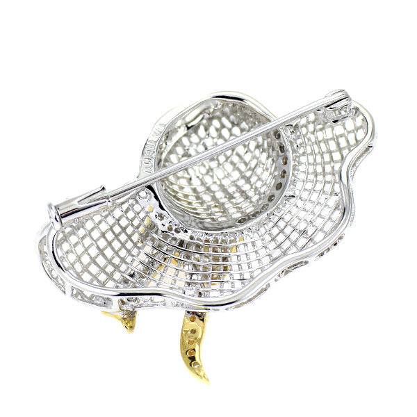 K18YG/WG ダイヤモンド ブローチ兼ペンダントトップ 0.30ct 帽子