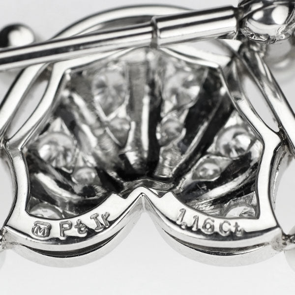 ミキモト Pt アコヤベビーパール ダイヤモンド ブローチ兼帯留め 径約2.6mm D1.16ct