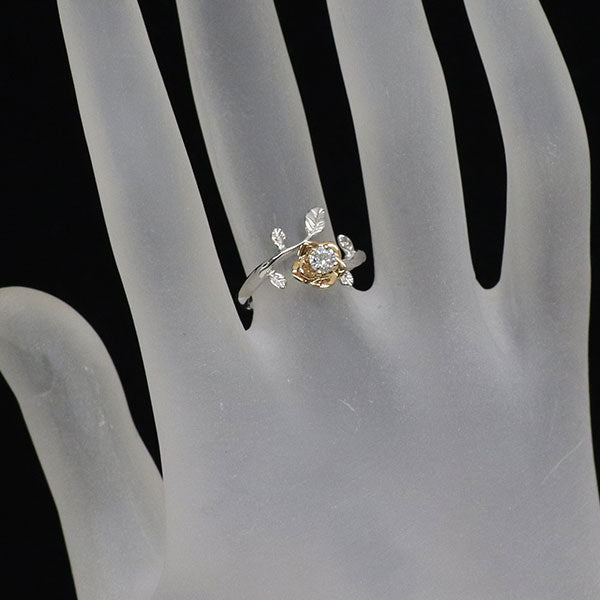 K18WG/PG ダイヤモンド リング 0.20ct フラワー