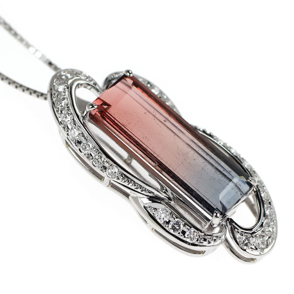 Pt パーティーカラードトルマリン ダイヤモンド ペンダントネックレス 9.20ct D0.43ct