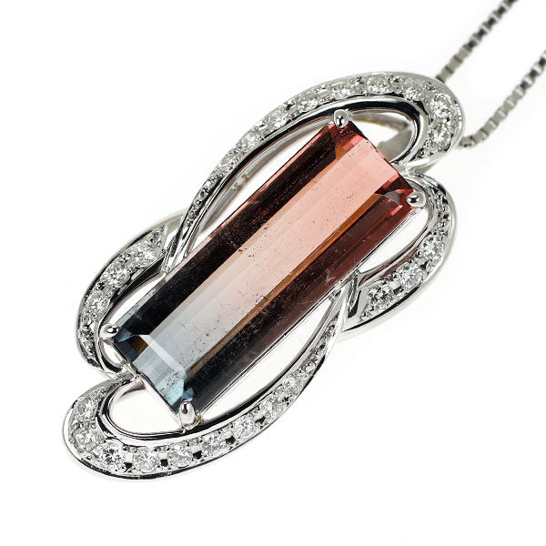 Pt パーティーカラードトルマリン ダイヤモンド ペンダントネックレス 9.20ct D0.43ct