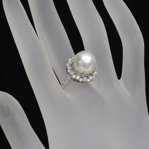 Pt950 白蝶真珠 ダイヤモンド リング 径約11.7mm D1.18ct