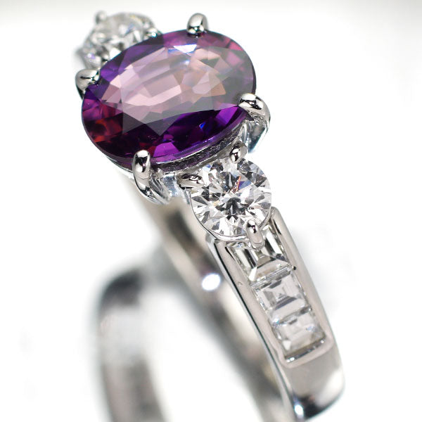 Pt900 パープルサファイア ダイヤモンド リング 1.486ct D0.68ct