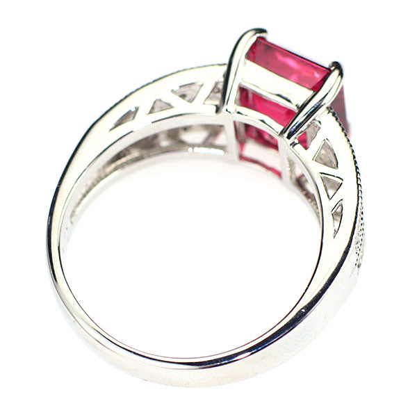 Pt900 ルベライト ダイヤモンド リング 2.79ct D0.18ct