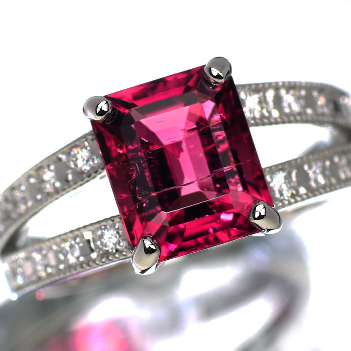 Pt900 ルベライト ダイヤモンド リング 2.79ct D0.18ct