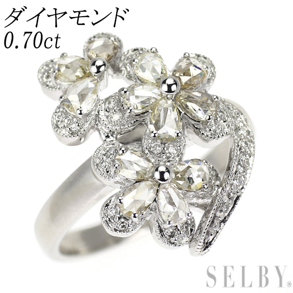 K18WG ダイヤモンド リング 0.70ct フラワー