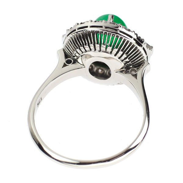 Pt800 翡翠 ダイヤモンド リング 1.82ct D0.68ct