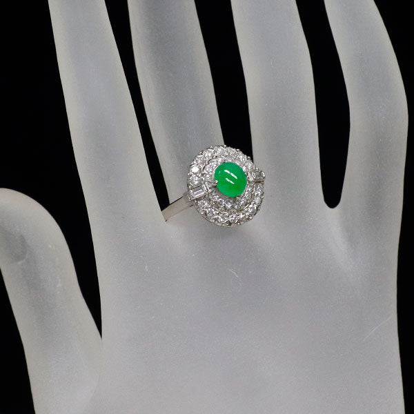 Pt800 翡翠 ダイヤモンド リング 1.82ct D0.68ct