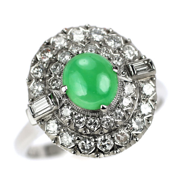Pt800 翡翠 ダイヤモンド リング 1.82ct D0.68ct