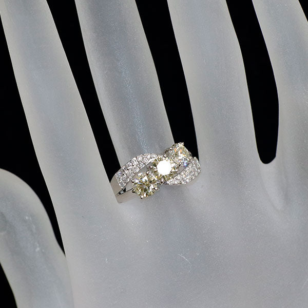 Pt900 ダイヤモンド リング 1.762ct VLY-LY VVS1/VS1/VS2 VG-G D0.32ct