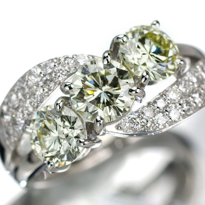 Pt900 ダイヤモンド リング 1.762ct VLY-LY VVS1/VS1/VS2 VG-G D0.32ct