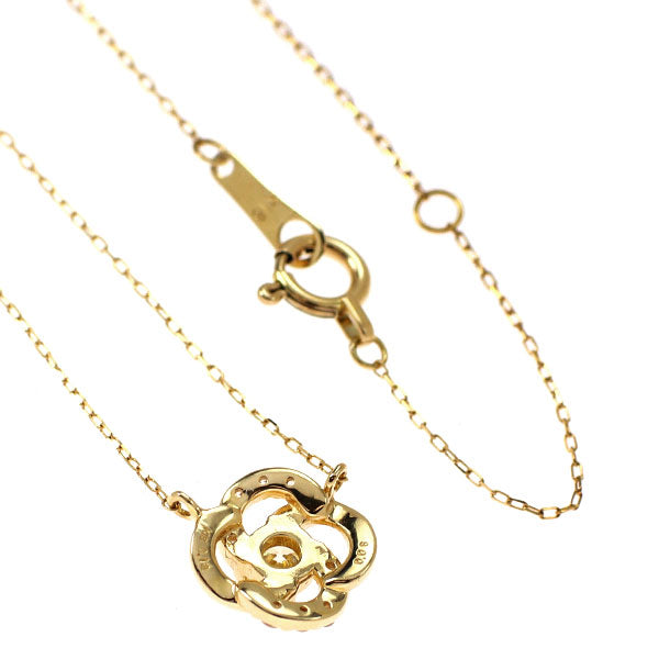 K18YG ダイヤモンド ペンダントネックレス 0.12ct D0.06ct フラワー