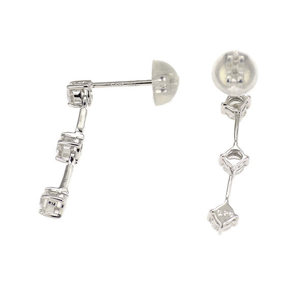 K14WG ダイヤモンド ピアス 0.50ct スリーストーン