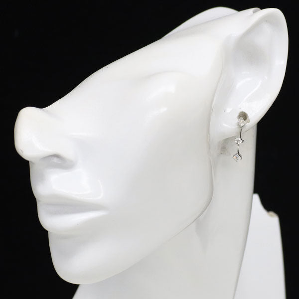 K14WG ダイヤモンド ピアス 0.50ct スリーストーン