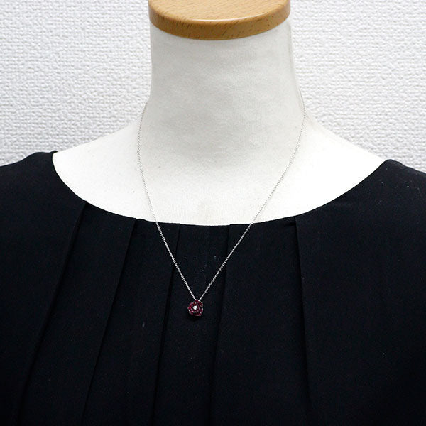 ブラックコーティング/ K18WG ダイヤモンド ルビー ペンダントネックレス 0.04ct R0.40ct フラワー