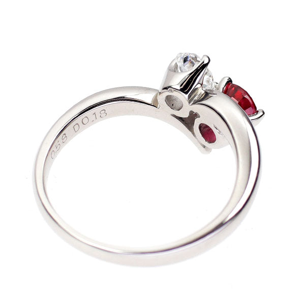 Pt900 ルビー ダイヤモンド リング 0.58ct D0.18ct