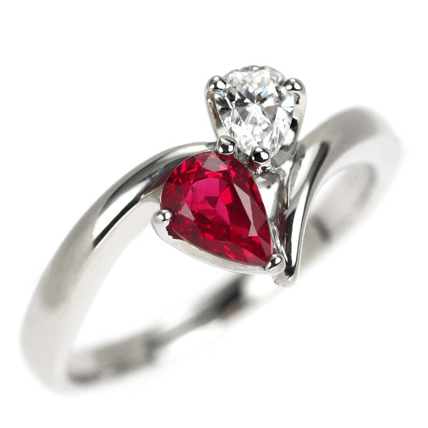 Pt900 ルビー ダイヤモンド リング 0.58ct D0.18ct