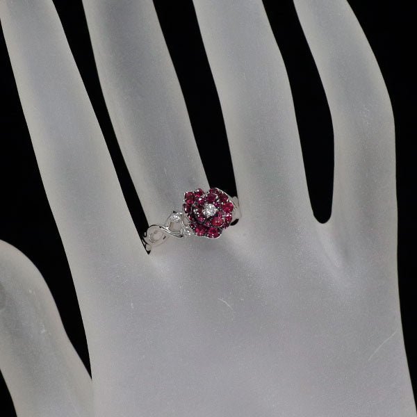 ブラックコーティング/ K18WG ルビー ダイヤモンド リング 0.07ct D0.41ct 薔薇