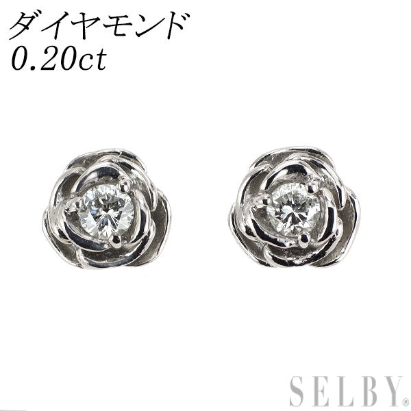Pt900 ダイヤモンド ピアス 0.20ct フラワー