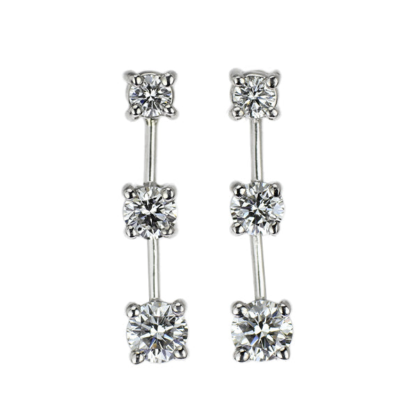 Pt900 ダイヤモンド ピアス 0.51ct スリーストーン