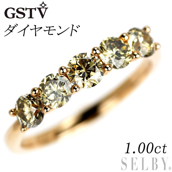GSTV K18PG ダイヤモンド リング 1.00ct 一文字