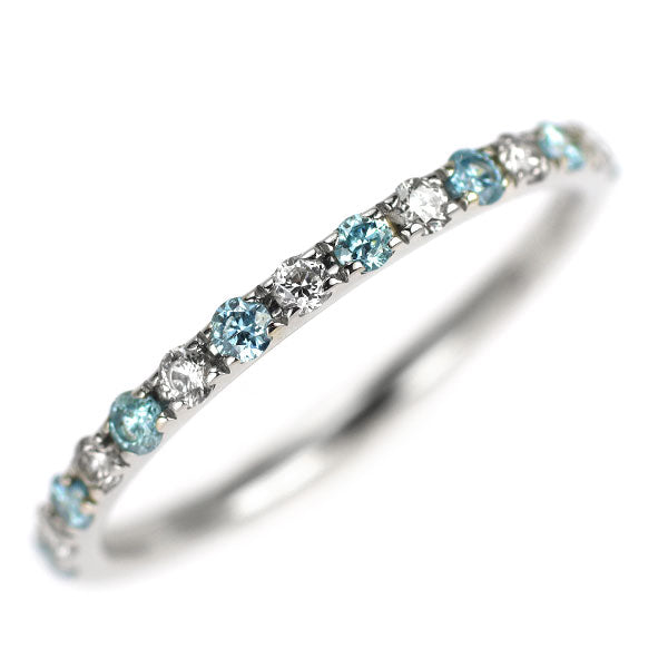 Pt900 アイスブルー/カラーレス ダイヤモンド リング 0.30ct ハーフエタニティ
