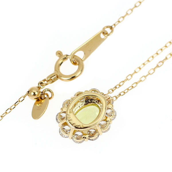K18YG ペリドット ダイヤモンド ペンダントネックレス 0.47ct D0.45ct