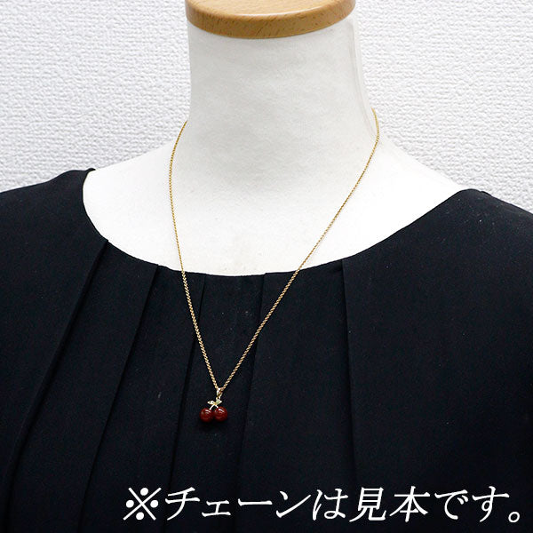 K18YG サードオニックス グリーンガーネット ペンダントトップ さくらんぼ