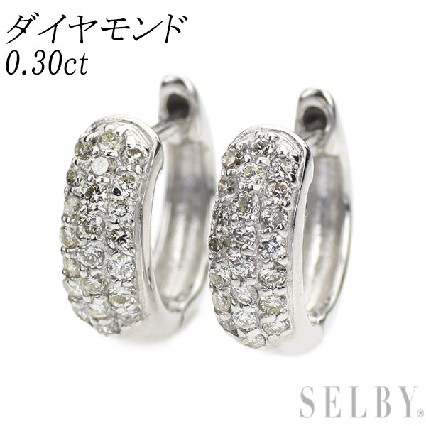 K18WG ダイヤモンド ピアス 0.30ct フープ パヴェ — セルビー  