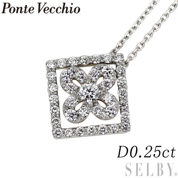ポンテヴェキオ K18YG/WG ダイヤモンド ペンダントネックレス 0.25ct 