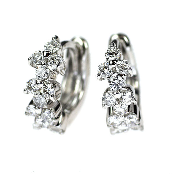 ポンテヴェキオ K18WG ダイヤモンド ピアス 0.32ct フープ