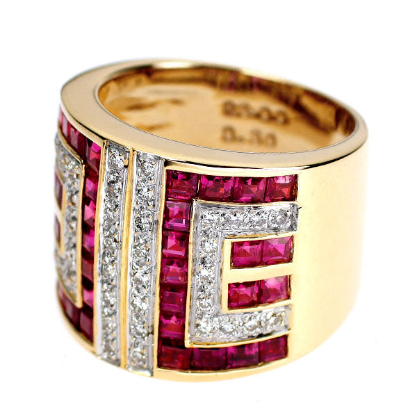 K18YG ルビー ダイヤモンド リング 3.00ct D0.30ct