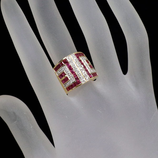 K18YG ルビー ダイヤモンド リング 3.00ct D0.30ct