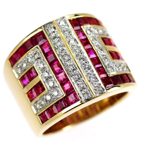 K18YG ルビー ダイヤモンド リング 3.00ct D0.30ct
