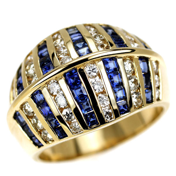 K18YG サファイア ダイヤモンド リング 2.50ct D0.70ct