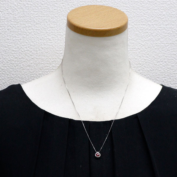 Pt900/ Pt850 ルビー ダイヤモンド ペンダントネックレス 0.54ct D0.14ct