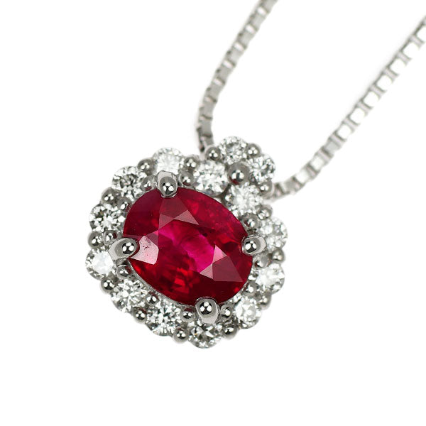Pt900/ Pt850 ルビー ダイヤモンド ペンダントネックレス 0.54ct D0.14ct