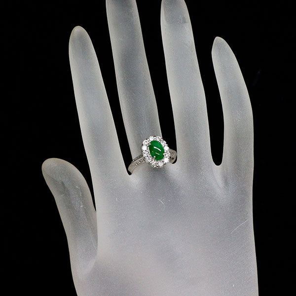 Pt900 樹脂含浸なし 翡翠 ダイヤモンド リング 1.09ct D0.67ct