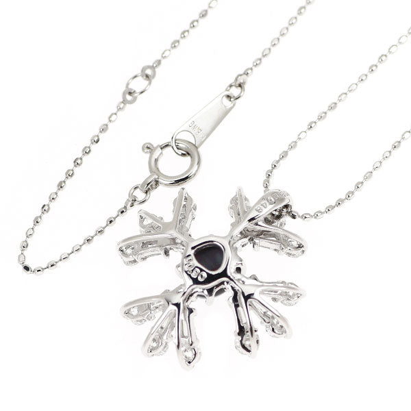 K18WG ブラックオパール ダイヤモンド ペンダントネックレス 0.48ct D0.90ct