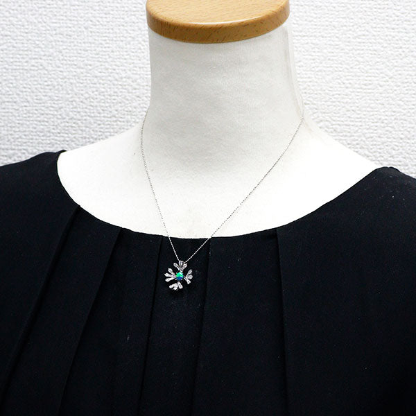 K18WG ブラックオパール ダイヤモンド ペンダントネックレス 0.48ct D0.90ct